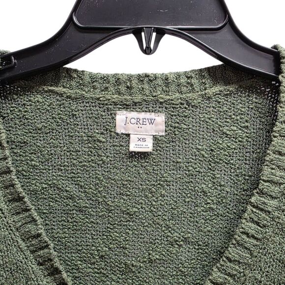 J. Crew Green V neck Sweater Cotton Blend XS - Picture 3 of 4